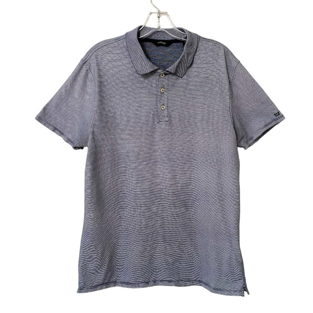 Scotch & Soda Cotton Stripe Navy Short Sleeve Polo Shirt